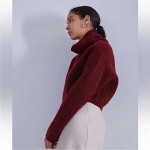NWT | THAKOON CROPPED TNECK SWEATER Burgundy - Size Large - $215